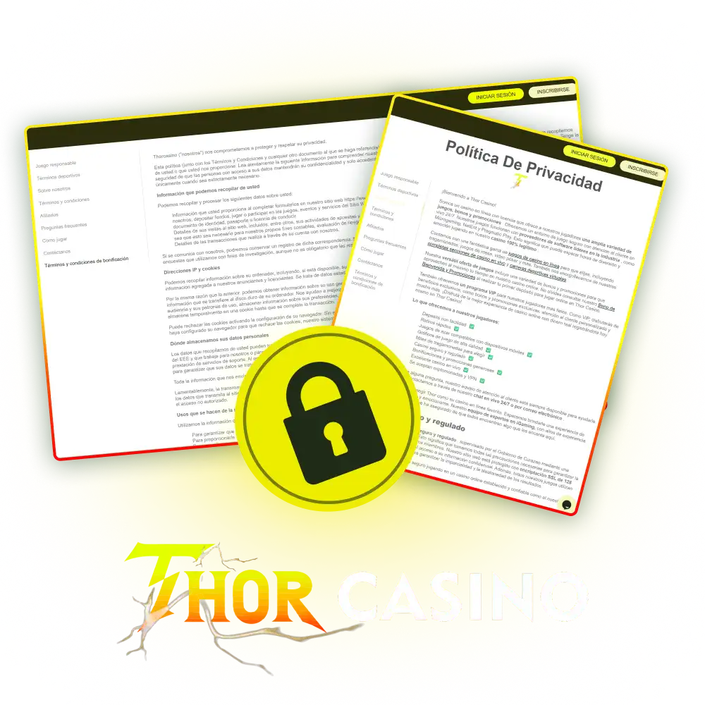 Revisa la política de privacidad del sitio oficial de Thor Casino.