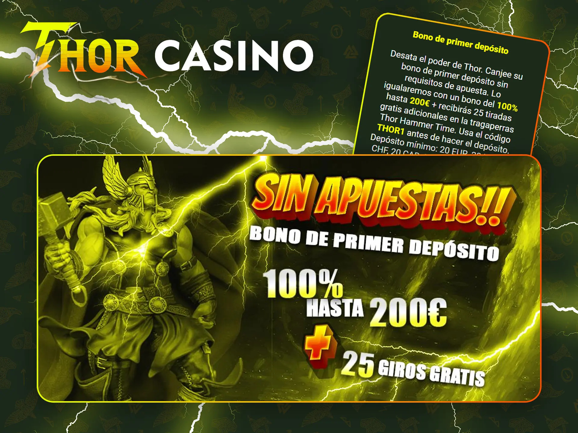 Rellena tu cuenta personal en Thor Casino y consigue un bono para tus apuestas.