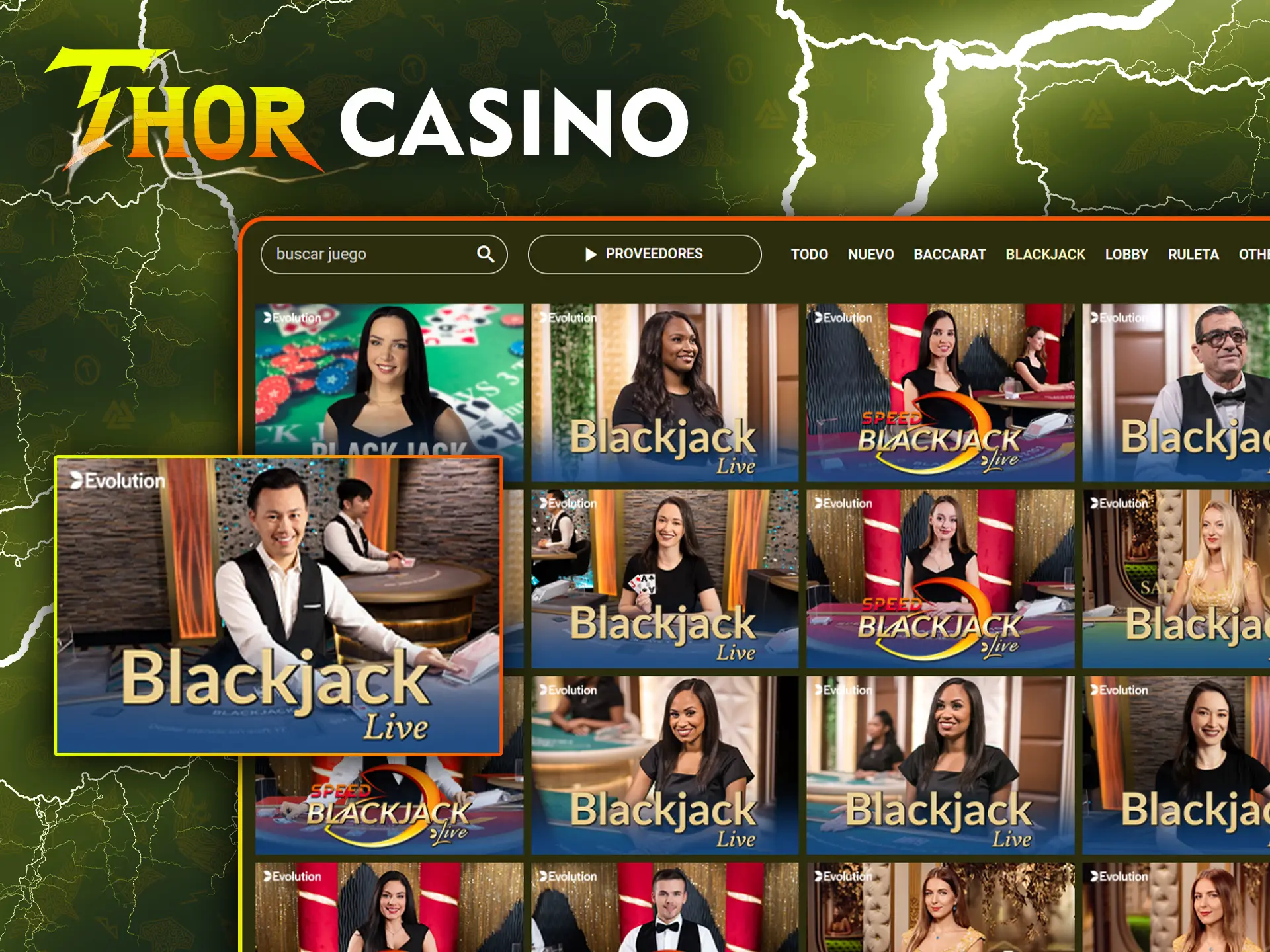 Espera las cartas de la suerte para ganar en el Blackjack en Thor Casino.