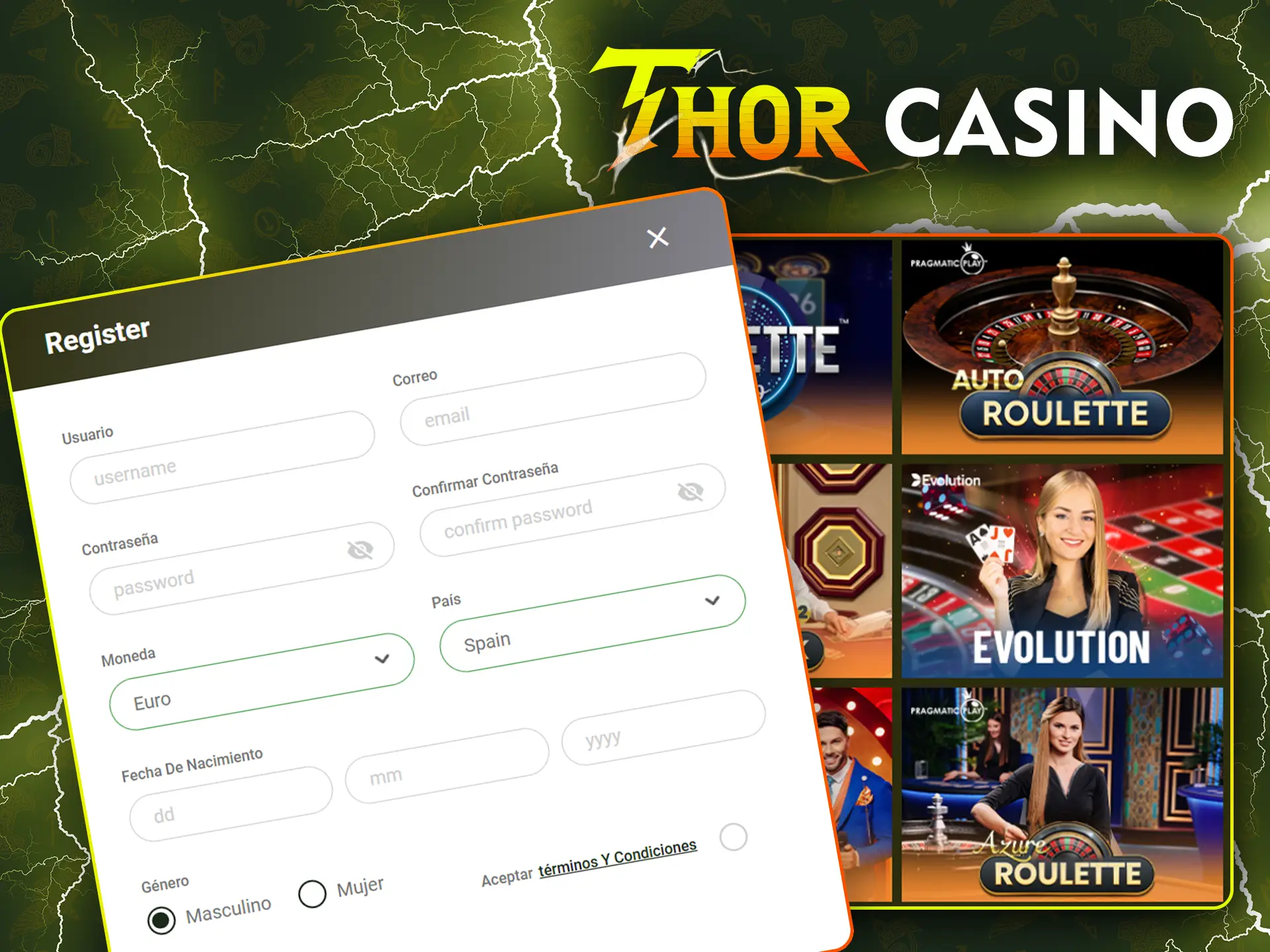 Cree una cuenta personal para apostar con éxito en Thor Casino.