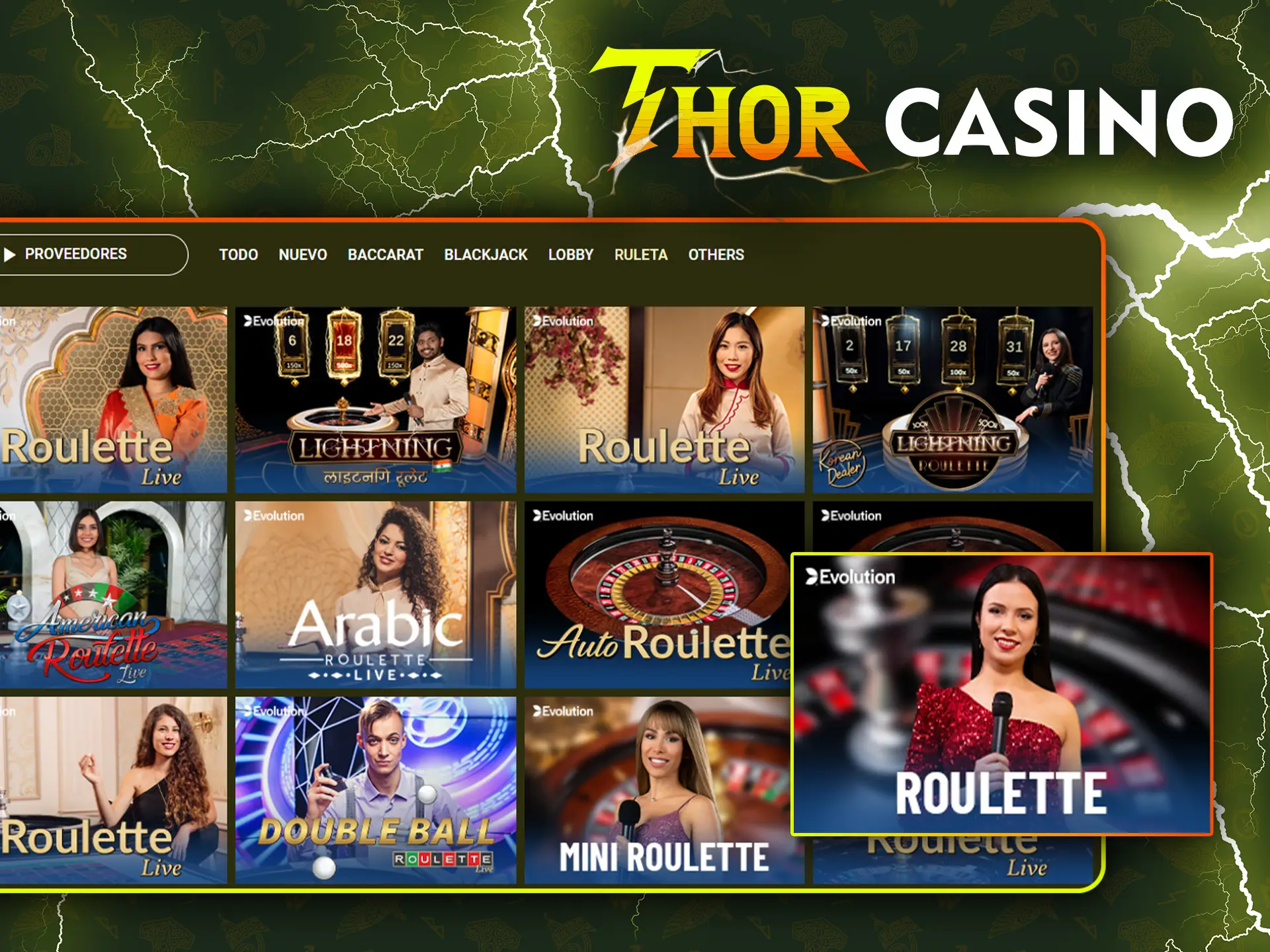 Pruebe suerte apostando en la ruleta en vivo de Thor Casino.