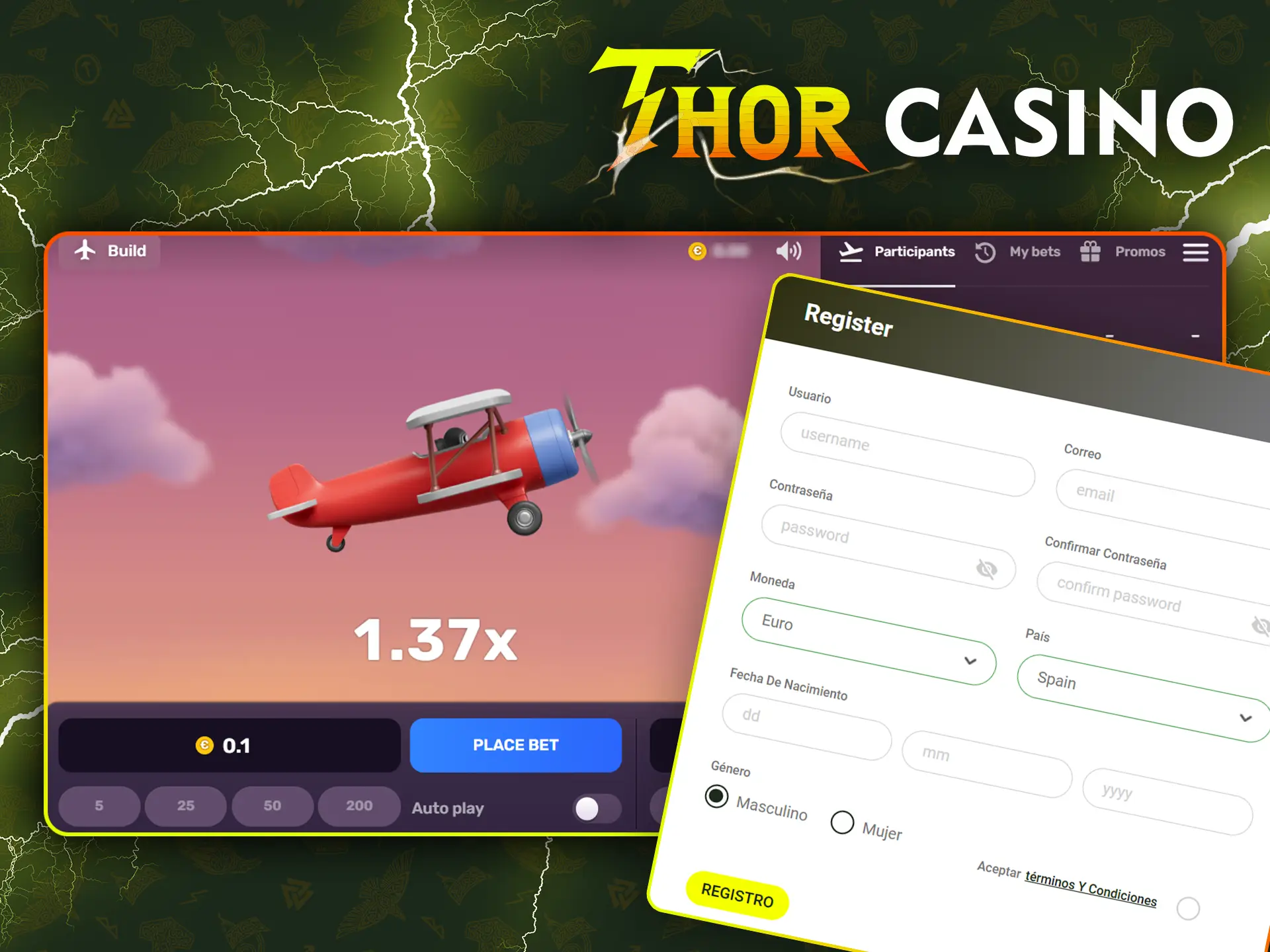 Sigue todos los pasos de registro para empezar a jugar en Thor Casino.