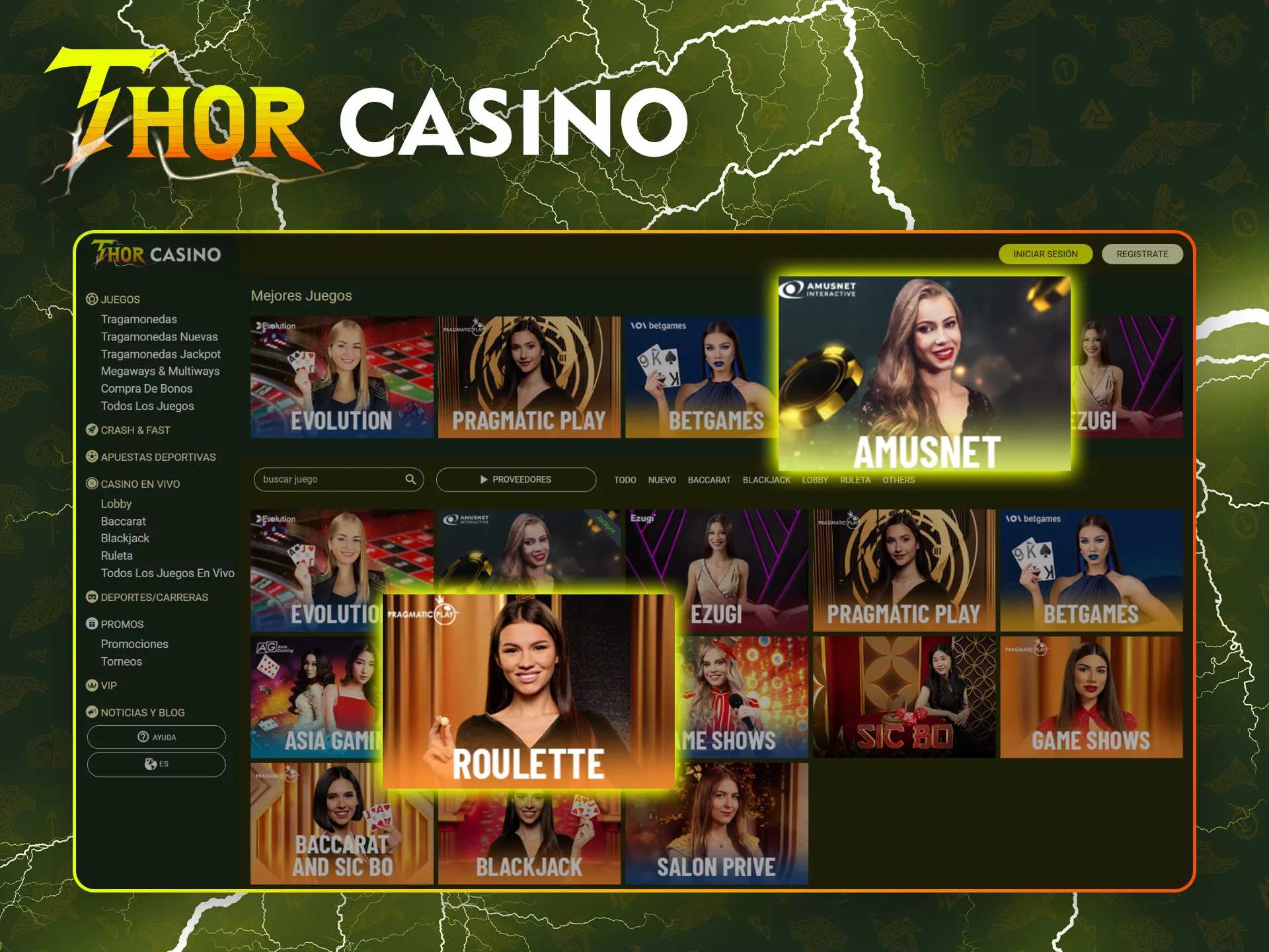 Empieza a jugar con los crupieres en vivo en Thor Casino.