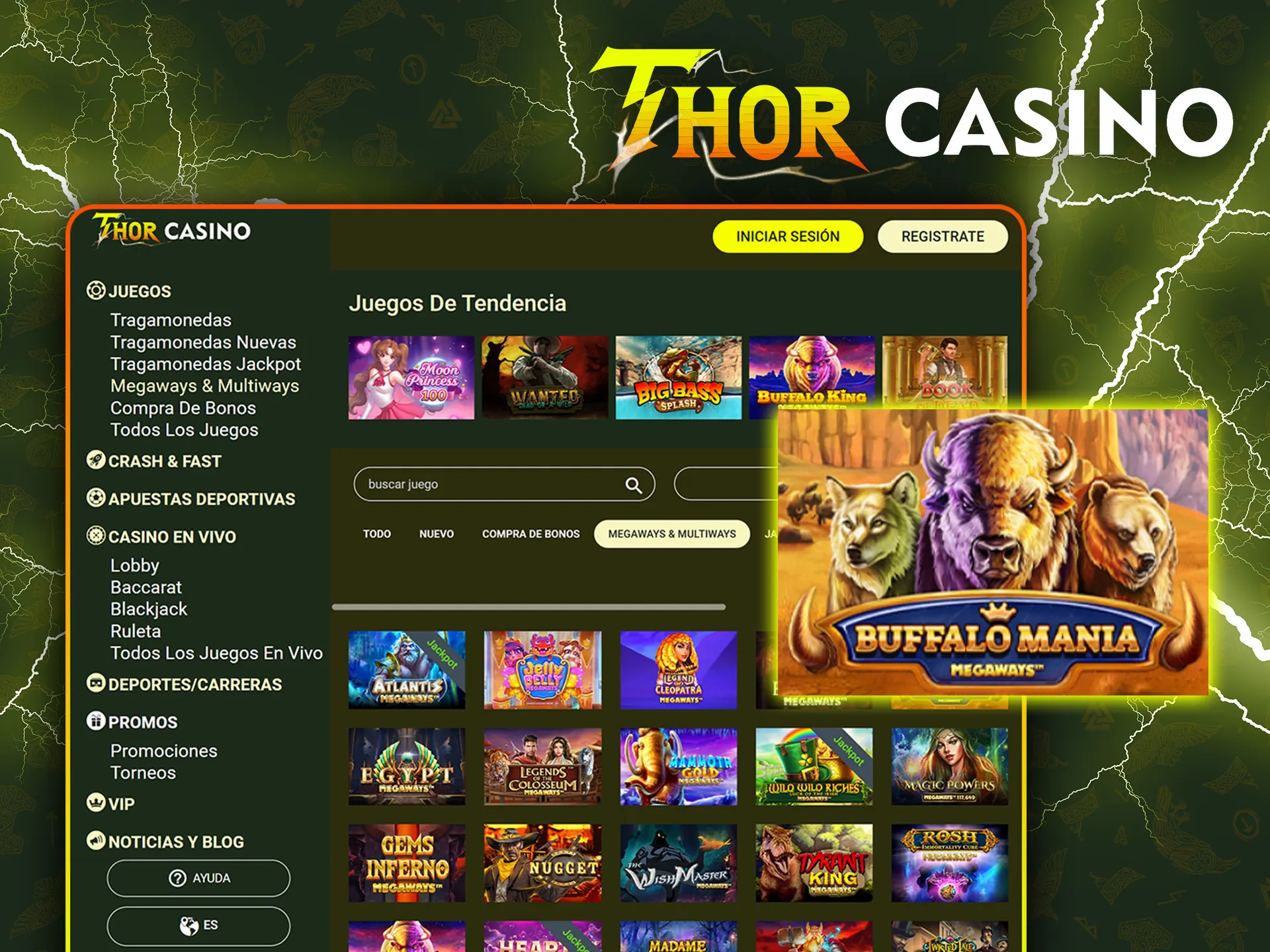 Pruebe los juegos Megaways y Multiway en Thor Casino.