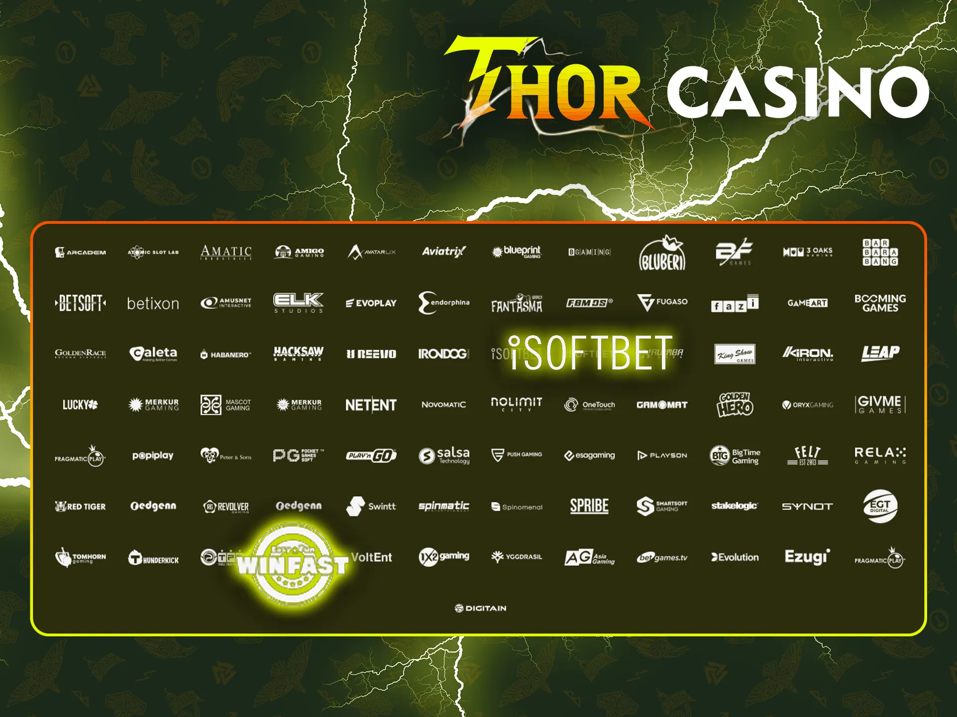 Thor Casino sólo coopera con proveedores de confianza.