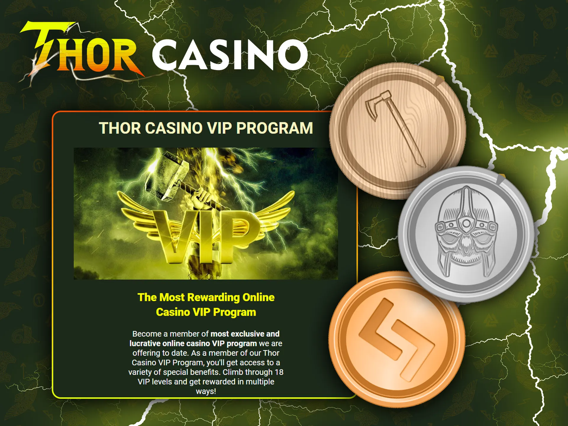 Únase al programa Vip de Thor Casino y obtenga más ventajas.