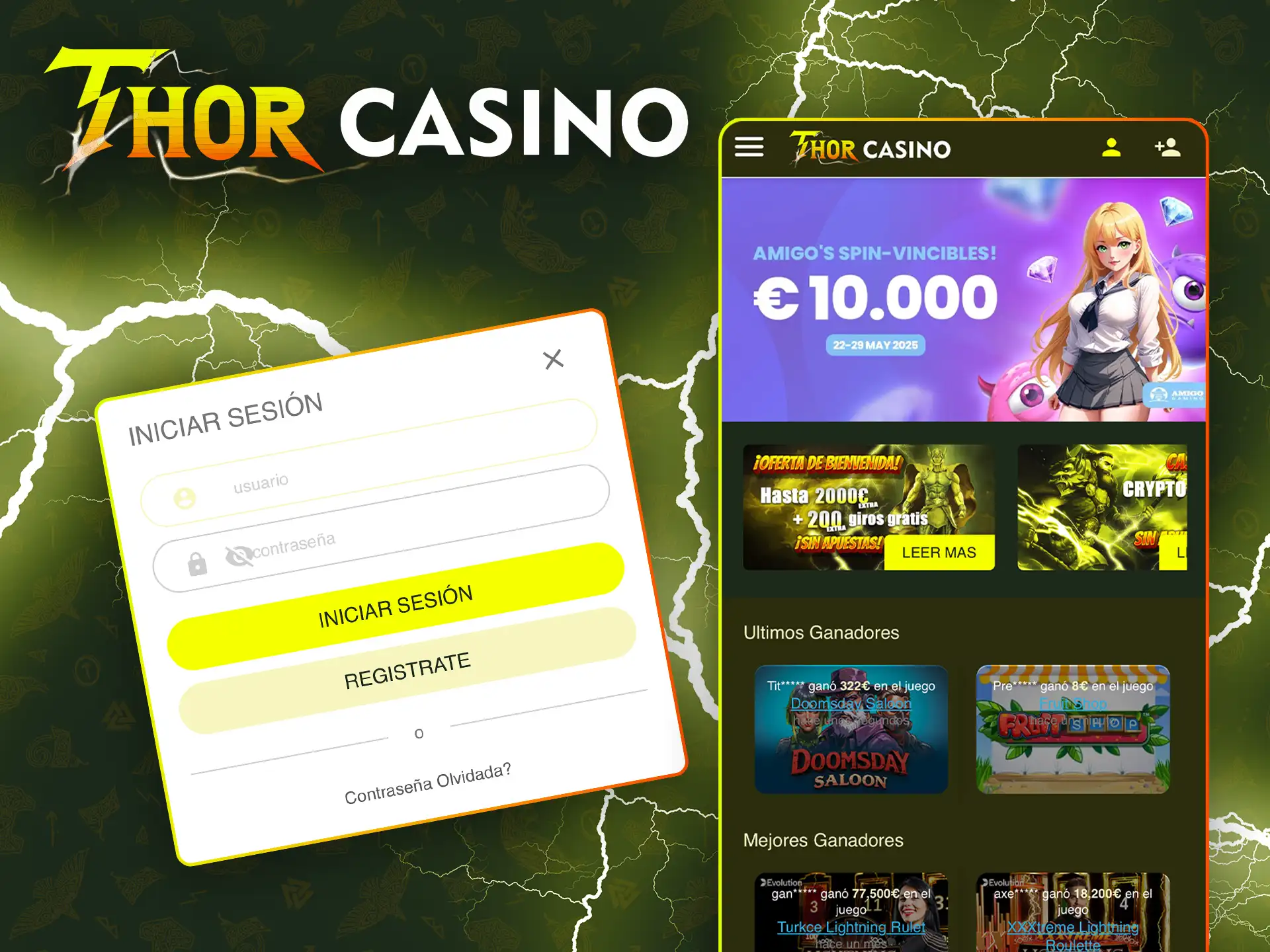 Inicie sesión en su cuenta personal de Thor Casino para empezar a apostar.