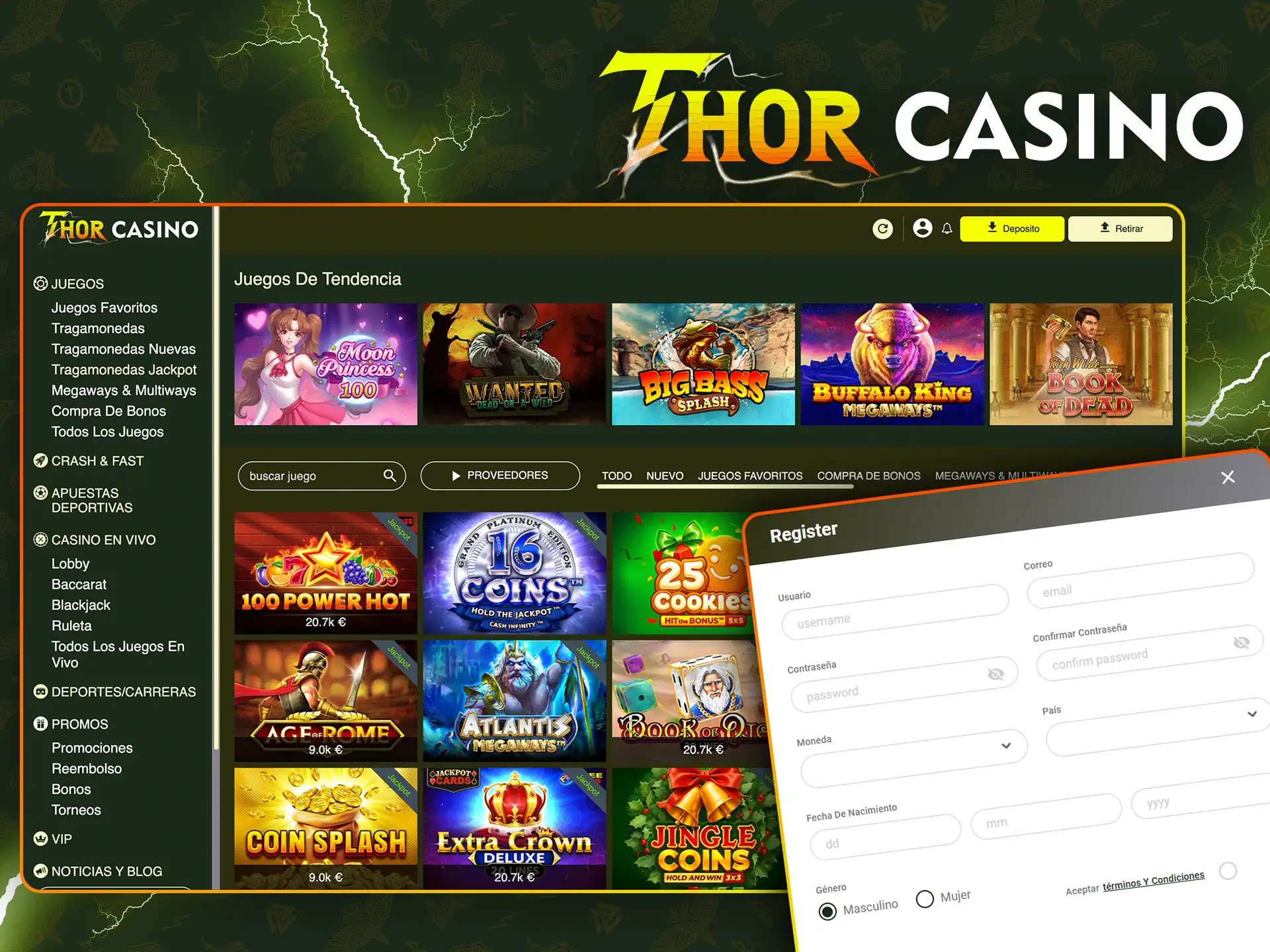 Siga estos pasos para empezar a apostar en Thor Casino.