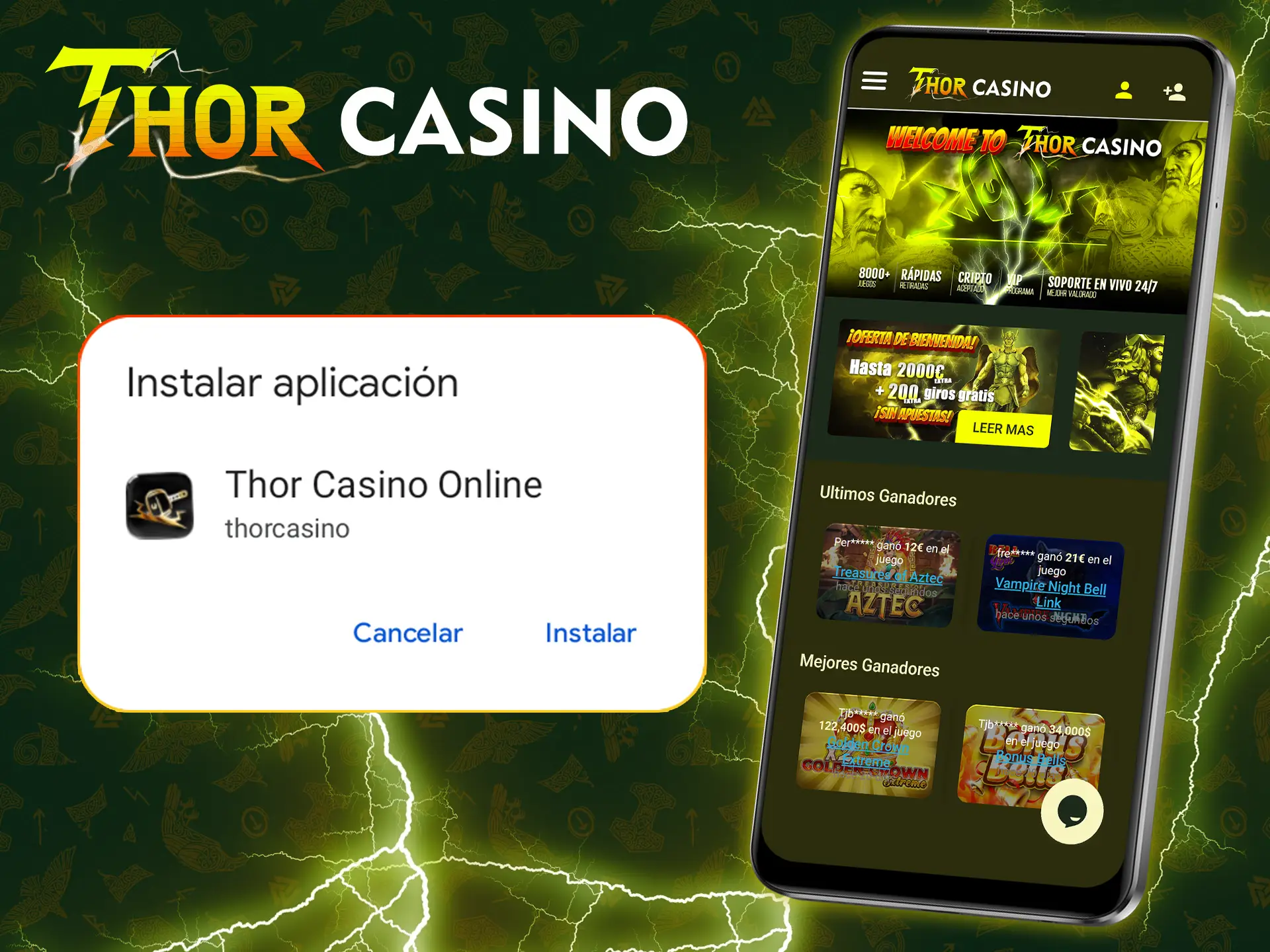 Instala Thor Casino en tu dispositivo Android siguiendo estas instrucciones.
