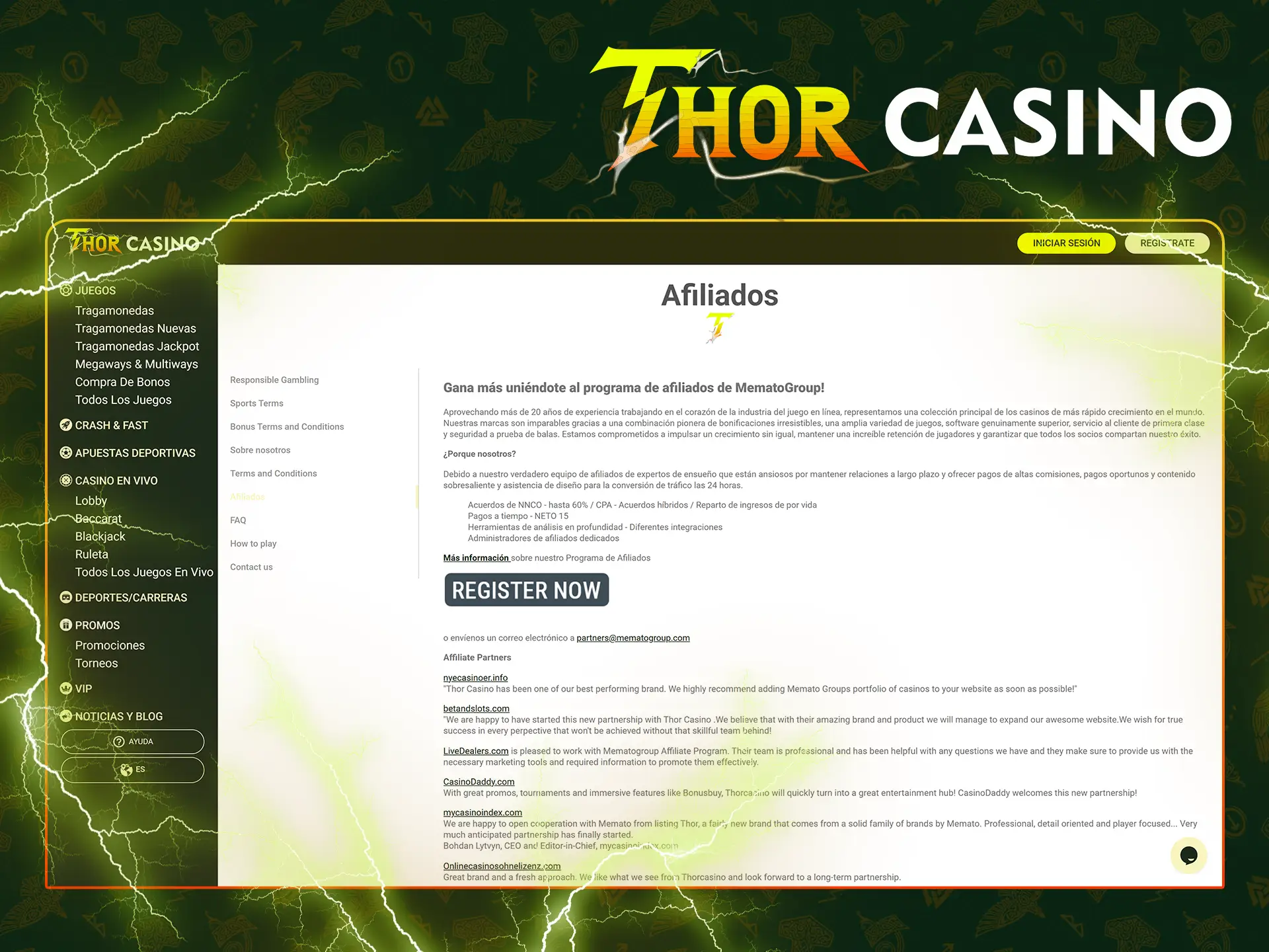 Únete al programa de afiliados de Thor Casino y gana dinero.