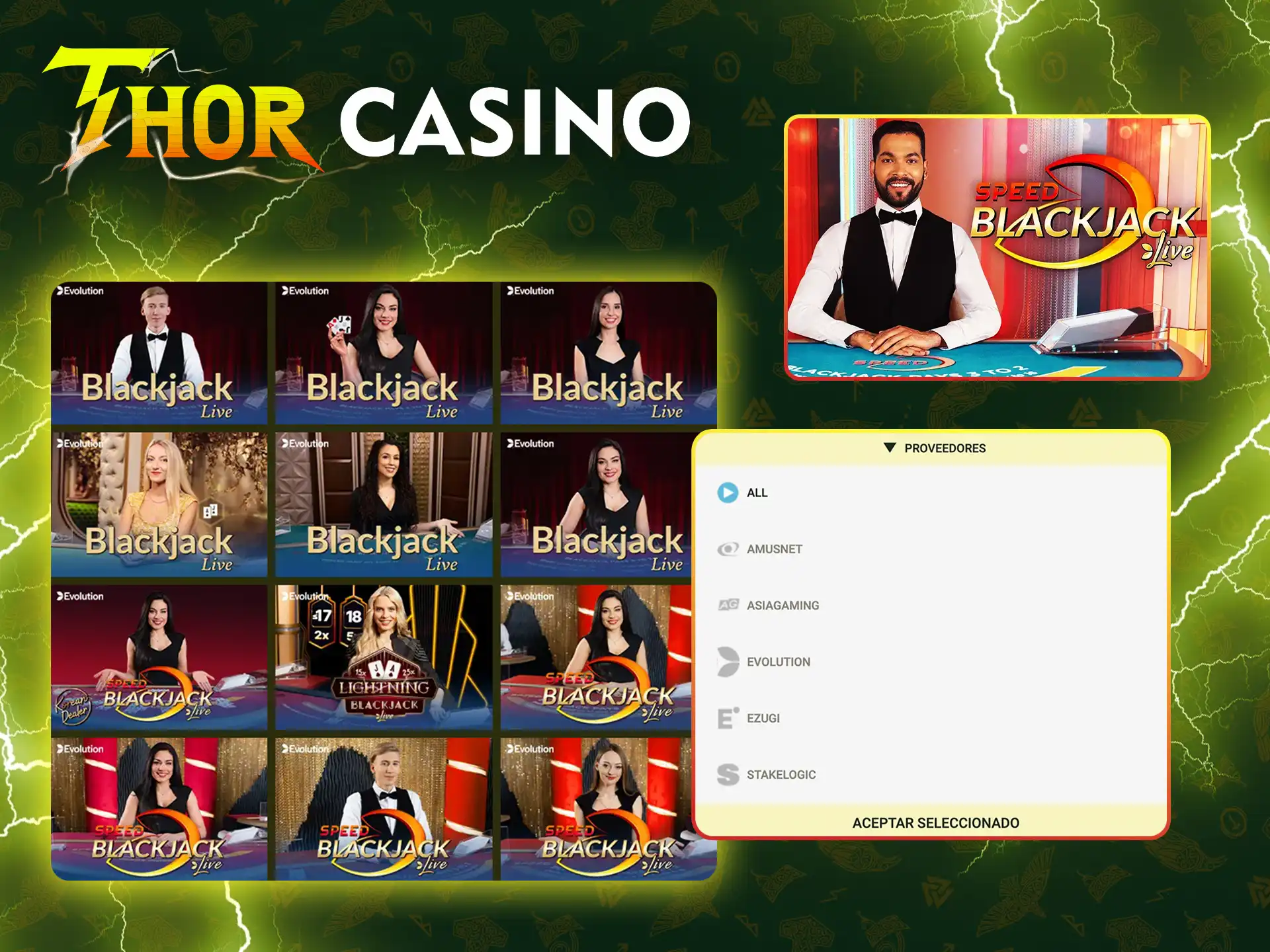Proveedores de Thor Casino Blackjack conoce la mejor calidad.