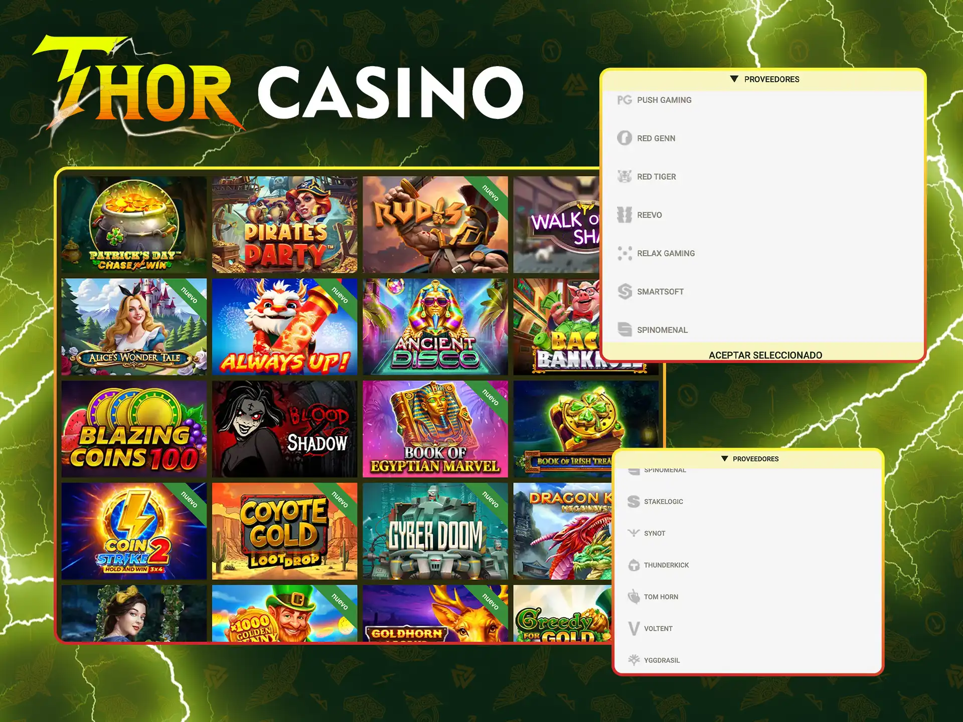 Proveedores de Thor Casino Compra de bono conoce la calidad.