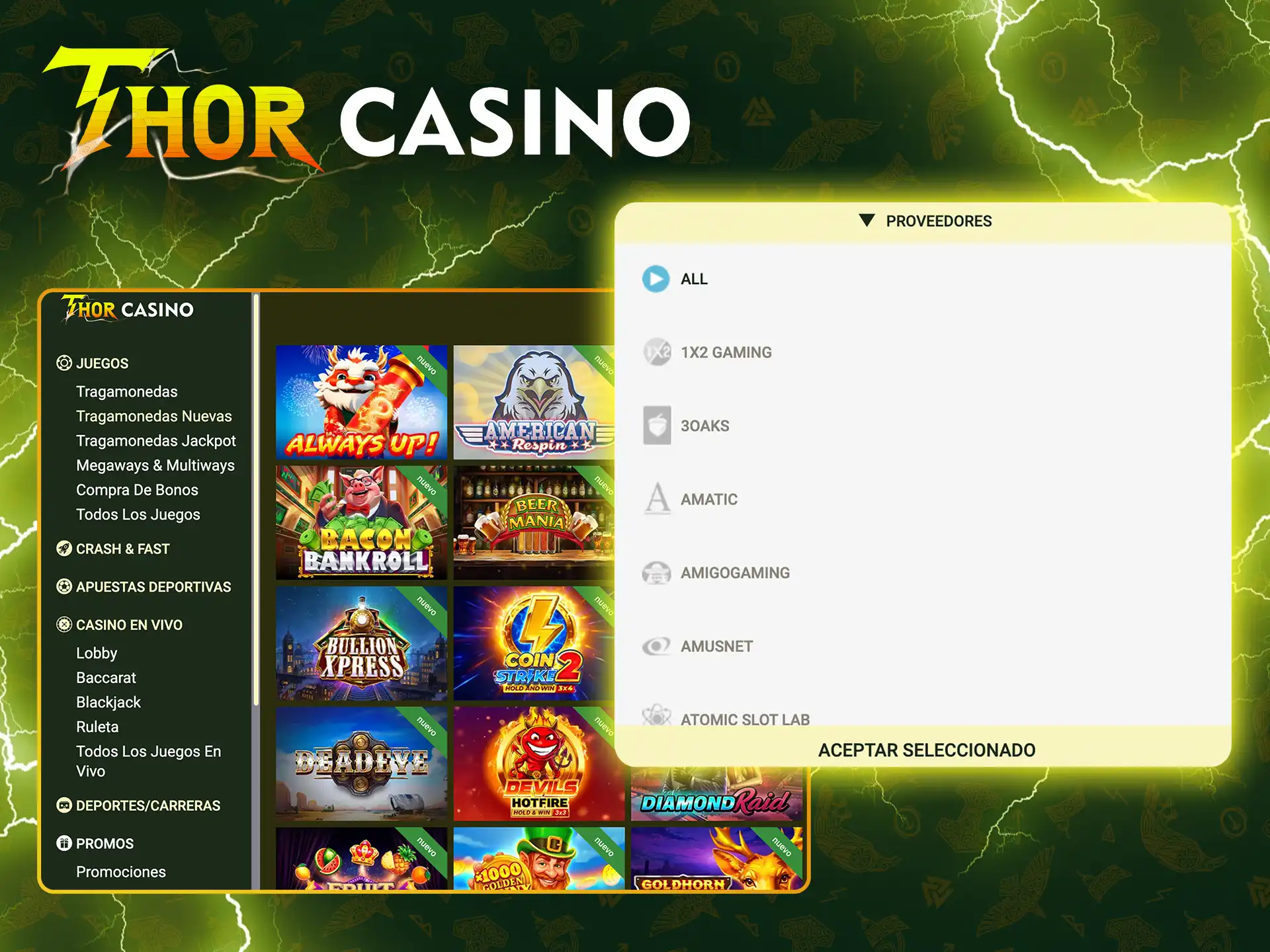 Proveedores de Thor Casino Tragamonedas nuevas descubre la calidad.